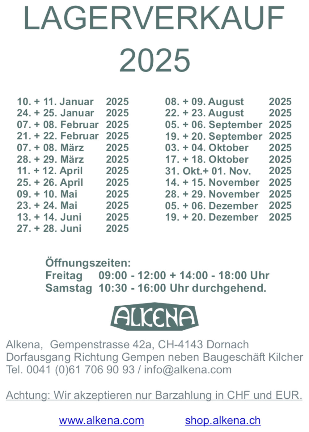 Lagerverkauf 2025